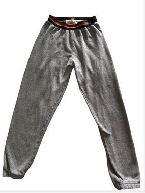 Aviator Nation- Gray Sweatpants with Rainbow Elastic Waistband sz XS